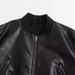 Imagem do Jaqueta piloto de couro falso de motocicleta, casaco curto, moda versátil, outono e inverno, nova