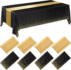 Toalha de mesa de plástico descartável ouro rosa 6 lugares capa de mesa 108 polegadas corredor de mesa de cetim para festa de casamento - comprar online