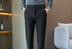 Imagem do Terno listrado de seda gelo masculino, calças de verão, alfaiataria social, calças de negócios, roupas de alta qualidade formal