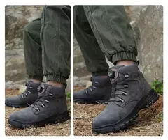Imagem do Sapatos de aço impermeável para homens, botas de trabalho, sapatos de segurança, botões rotativos, botas masculinas, sapatos protetores à prova de perfuração, tamanho grande, 48
