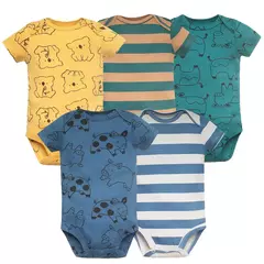 Bodysuits de manga curta recém-nascidos 100% algodão, bebê menino e menina roupas, roupas infantis macias, presentes do chuveiro do bebê, 5pcs por lote na internet