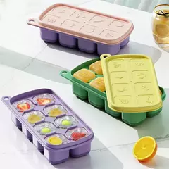 Bandeja de gelo do silicone do produto comestível PP, Caixa do suplemento alimentar, baixa temperatura com tampa, fácil de limpar, caixa do molde do bolo do arroz do bebê das crianças