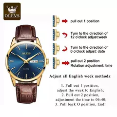 Olevs relógios de quartzo dos homens marca luxo casual moda relógio masculino para presentes couro respirável à prova dwaterproof água relógio de pulso luminoso - comprar online