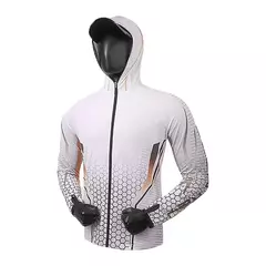 Camisas de pesca masculinas com capuz longo, jaqueta UV respirável, camiseta ao ar livre, zíper completo, upf 50, verão unissex - loja online