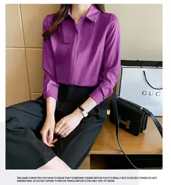 Imagem do Primavera e Verão das Mulheres Manga Longa Commuter Profissional Sólida Chiffon Camisa Mulheres Tops Blusa Mulheres Camisas De Mujer C348