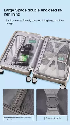 Ampla Handle Mala de Viagem, Carry-On Bagagem Trolley Case, Cup Holder, USB De Carregamento, Cabin Rolling Bagagem, Novo Design, 20";;VERDADEIRO;;"20 ,Black na internet