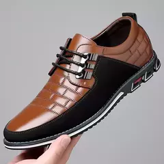 Sapato casual de couro clássico masculino, tênis de costura, vestido respirável, tendência de negócios, exterior, outono, 2024 - comprar online