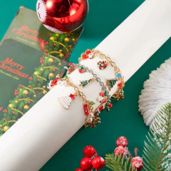 Moda papai noel boneco de neve estrela árvore de natal pingente pulseira para mulheres ajustável pulseira de natal charme festa jóias