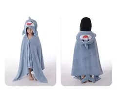 Toalha de banho com capuz coral para crianças, manto dos desenhos animados, roupão infantil, poncho para meninos e meninas na internet