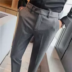 Calça justa para homens, terno de negócios masculino, calças de alfaiataria social, roupas de grife pretas, moda verão, 9, 2024 - loja online