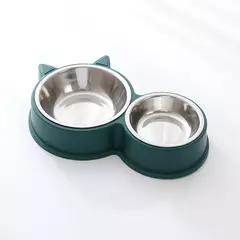 Novo filhote de cachorro gatinho suprimentos de alimentação dois tigelas para animais de estimação bebedor de comida para cães de aço inoxidável prato bebendo para animais de estimação dispositivo de acesso alimentador na internet
