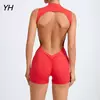 Sem mangas Yoga Vest Set para mulheres, colheita exercício, ginásio, treino, fitness, raspar shorts, macacão ativo, macacão esporte, almofada, 1 peça, 2024