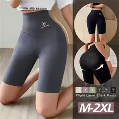 Shorts de ioga para mulheres, treino elástico, cintura alta, controle de barriga, calças Ruched Booty, calças justas de compressão sem costura