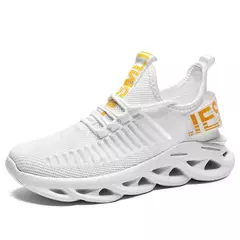 Imagem do Tênis respirável de tecido voador masculino, sapatos de sola grossa antiderrapantes, confortáveis, casuais, esportes ao ar livre, tamanho grande, novos