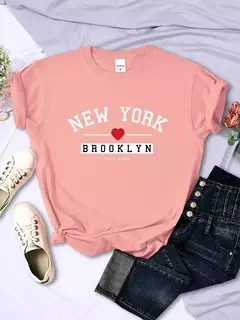 New York Brooklyn City Vibes Carta T-Shirt Mulheres Verão Casual Colheita Top Street Cool Tee Shirt Moda O-Neck Sport T Shirts na internet