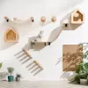 Prateleira de escalada para gatos, montada na parede, escada de quatro degraus com poste de arranhões de sisal para gatos, torre de árvore, plataforma, móveis para animais de estimação