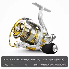 Meredith carretel de pesca giratório, carretel de metal 5.2:1, 4 + 1bb, rolamentos de esferas, carretel de pesca de carpa 1000-7000, copo de linha de metal, equipamento marítimo - comprar online