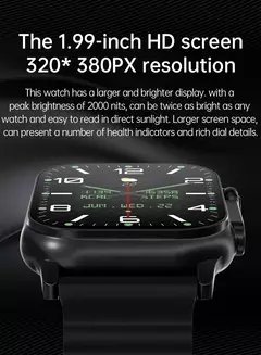 Smartwatch T900 U2 para homens e mulheres, Chamada Bluetooth, Carregamento sem fio, NFC, GPS Track, BT, Música, Jogos, Novo, 49mm, 2024 - comprar online