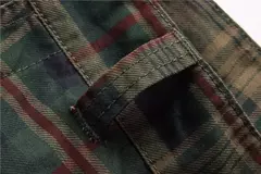 Shorts de praia xadrez casual masculino, calça curta militar, bermuda masculina, macacão de carga, sem cinto, moda, verão, 2024 - Wolf Magazine