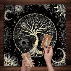 Blue Life Tree Tarot Toalha De Mesa, Tarot Cloth, Capa De Leitura, Feitiçaria, Astrologia, Sol, Lua, Céu Estrelado, Altar - Wolf Magazine