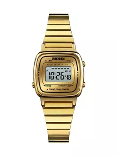 Skmei-Relógio de luxo em aço inoxidável para mulheres, contagem regressiva, relógio de pulso feminino, impermeável, relógio Chrono Digital, moda - loja online