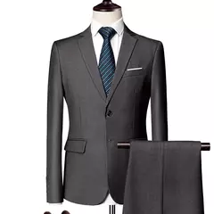 (Jaqueta + Calças) Últimas Homens Terno Set Blazers Formais Slim Fit Negócios Smoking 2 Pcs Terno Do Noivo Vestido de Noiva Homem Terno S-6XL - Wolf Magazine