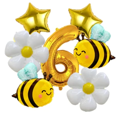 6 pçs abelha margarida dourada 32 polegada número balões de folha de alumínio conjunto margarida flor balão para tema abelha aniversário chá de bebê suprimentos