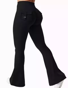 Leggings de ioga de alto estiramento para mulheres, sentimento nu, vestuário de compressão, calça com bolsos, perna larga, mais recente, 2024