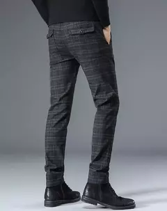 Calça reta justa justa xadrez masculina, terno de negócio masculino, calça de alfaiataria social, xadrez chinês masculino, 2022, até bem na internet