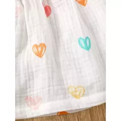 Vestido Sem Mangas do Recém-nascido com Chapéu, Conjunto de Roupas de Bebé Menina, Roupa Infantil Bonito, Love Print, Moda Verão, 0-9Months, 2Pcs