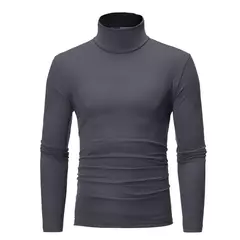 Gola alta masculina malha suéteres de algodão, pulôveres finos, roupas de escritório, tops masculinos, monocromáticos, vinho tinto - loja online