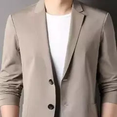Blazers de negócios monocromáticos masculinos, blazers slim fit, botões duplos, lapela, mangas 3/4, terno de deslocamento, casaco do noivo - Wolf Magazine