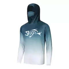 Pesca com capuz com máscara masculina, moletom manga comprida, proteção UV, umidade wicking, roupas de pesca - loja online