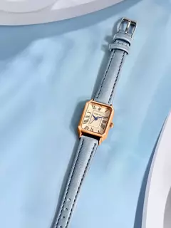 Relógios casuais com mostrador digital para mulheres, pulseira de couro quadrada relógio elegante relógio de pulso de quartzo presente retrô na internet
