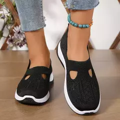 Sapatos mistos de tricô elástico para mulheres, mocassins de plataforma respirável de malha externa, sapatilhas leves resistentes ao desgaste, verão - Wolf Magazine