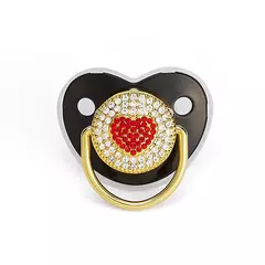 Coração Rhinestone Chupeta dos bebês com tampa, infantil Chupeta, mordedor, Silicone manequim bico, chuveiro recém-nascido, luxo, Bling - comprar online