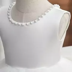 Vestido de tule sem costas para bebé com laço grande e pérolas, 1 ° vestido de aniversário, princesa infantil, vestido baptizado, 1 a 5 anos - comprar online