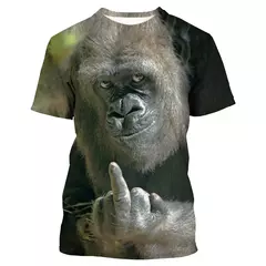 T-shirt de macaco divertido estampada em 3D para homens e mulheres, blusa de manga curta, camisa animal, lazer, verão, moda nova, 2022