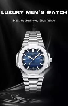 Poedagar relógio de luxo negócios à prova dwaterproof água masculino relógio luminoso data aço inoxidável quadrado quartzo relógio masculino reloj hombre 2024 novo
