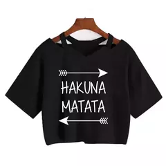 Disney o rei leão colheita topo t camisa recortada harajuku camiseta hakuna matata tshirt feminino topo t roupas femininas - comprar online