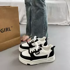 Tênis antiderrapantes de couro de sola macia feminino, sapatos confortáveis e respiráveis, de salto redondo, novos, primavera e outono, 2024 na internet