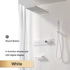 Sistema de chuveiro de bronze preto de luxo wall-mounted led display digital design frio & quente duplo-controle de 4 funções torneira de chuveiro de teto na internet