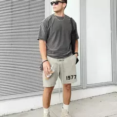 Shorts esportivos masculinos casuais de algodão, streetwear hip-hop, corredor solto, moletom masculino de ginástica, bottoms de corrida, verão - comprar online