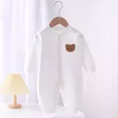 Imagem do Bodysuit de manga longa recém-nascido, macacão de bebê para meninos e meninas, cor sólida, 0-24M Loungewear Outfit, 100 Algodão