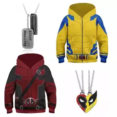 Meninos meninas deadpool wolverine cosplay traje super-herói impressão 3d pulôver hoodies jaqueta camisolas para festa de halloween na internet