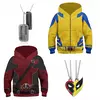 Meninos meninas deadpool wolverine cosplay traje super-herói impressão 3d pulôver hoodies jaqueta camisolas para festa de halloween