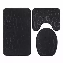 Jogo antiderrapante da esteira do banho do banheiro, Tapete De Cobblestone, Tapetes de chuveiro absorventes, Tampa do vaso sanitário, 2Pcs Set, 3 Pcs - Wolf Magazine