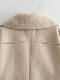 Jaquetas grossas de couro falso femininas, casacos com mistura de lã quente, jaqueta de pelúcia demi-estação, outerwear, outono, inverno, 2024
