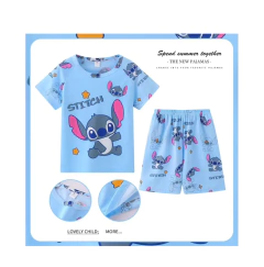 Fato dos desenhos animados Winnie Bear Stitch para crianças, pijamas de manga curta infantis, conjuntos de roupas de verão para meninos e meninas, Mikey Kid, novos na internet
