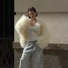 Cardigã de renda monocromático feminino, manga comprida, decote em v, solto e sexy, casacos femininos vintage, elegante e sexy, inverno e outono 2024 - Wolf Magazine